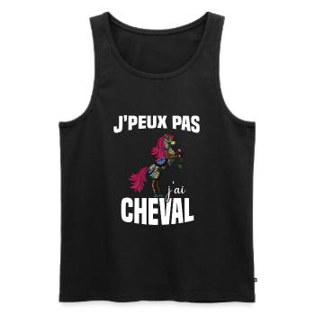 Je Peux Pas J'ai Cheval Cadeau Fleuri - Débardeur bio Premium Homme - noir - Devant - Michal (187cm)