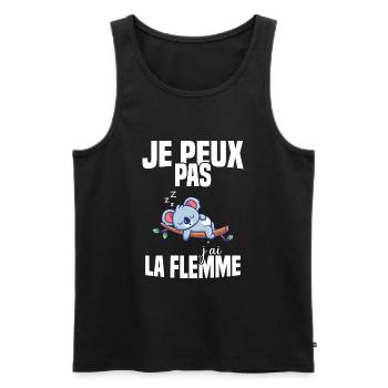 Je Peux Pas J'ai La Flemme - Débardeur bio Premium Homme - noir - Devant - Michal (187cm)