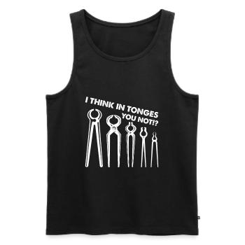 I Think In Tonges You Not?!? Eisen Huf Schmied - Männer Premium Bio Tank Top - Schwarz - Vorne - Michal (187cm)