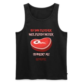 Fleischer weil Fleisch besser schmeckt als Gemüsse - Männer Premium Bio Tank Top - Schwarz - Vorne - Michal (187cm)