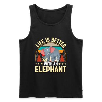 La vie est meilleure avec une forêt de fond d’éléphant - Débardeur bio Premium Homme - noir - Devant - Michal (187cm)