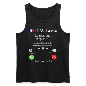La musique M appelle Faut que j y aille - Débardeur bio Premium Homme - noir - Devant - Michal (187cm)