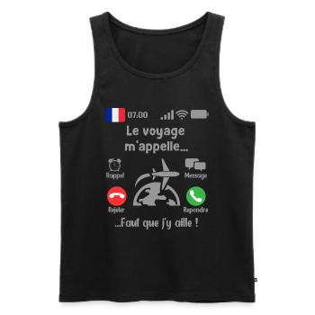 Le voyage M'appelle Faut que j'y aille! - Débardeur bio Premium Homme - noir - Devant - Michal (187cm)
