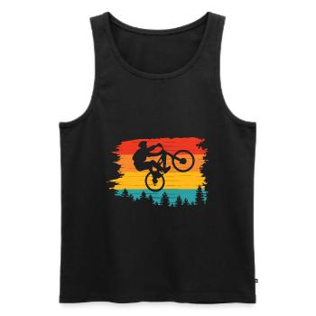 MTB Mountain Bike Retro Sunset Biking - Men's Premium Organic Tank Top - black - Front - AI Model Male 178 light (178cm)