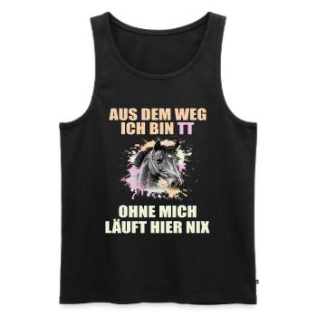 Tuniertrottel ich mach hier alles Pferd Rappe - Männer Premium Bio Tank Top - Schwarz - Vorne - AI Model Male 178 light (178cm)