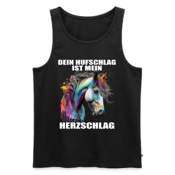 Pferde Herzschlag Reiten Hufe Hufeisen Herz Pony - Männer Premium Bio Tank Top - Schwarz - Vorne - Michal (187cm)