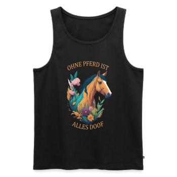 Pferde Sprüche Ohne Pferd ist alles doof - Männer Premium Bio Tank Top - Schwarz - Vorne - Michal (187cm)
