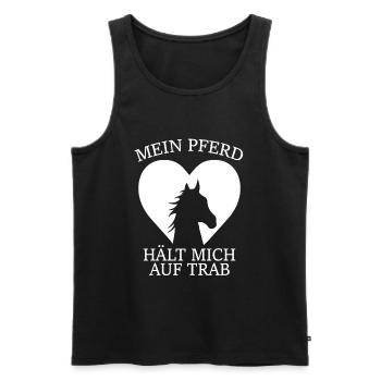 Mein Pferd hält mich auf Trab - Männer Premium Bio Tank Top - Schwarz - Vorne - Michal (187cm)