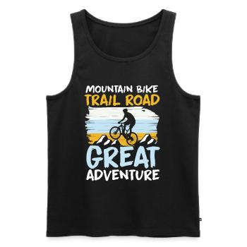 Mountain Bike Trail Road Great Adventure - Men's Premium Organic Tank Top - black - Front - AI Model Male 178 light (178cm)