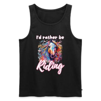 I'd rather be riding horseriding girl splash art - Men's Premium Organic Tank Top - black - Front - Michal (187cm)