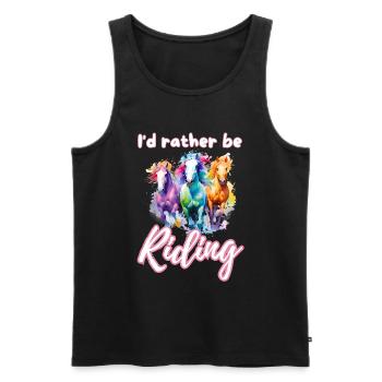 I'd rather be riding horseriding girl splash art - Men's Premium Organic Tank Top - black - Front - Michal (187cm)