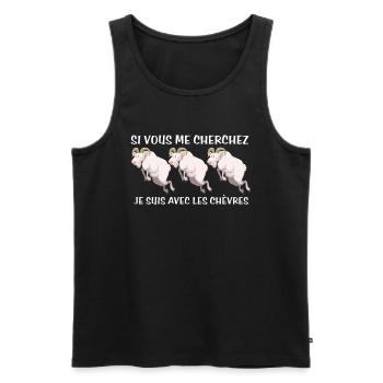 Cadeau agriculteur éleveur de chèvres - Débardeur bio Premium Homme - noir - Devant - Michal (187cm)