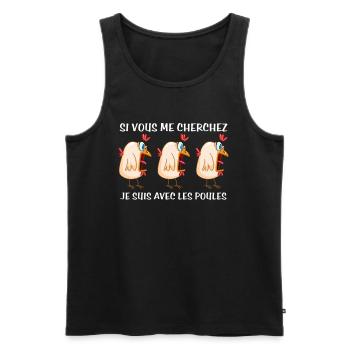 Cadeau agriculteur éleveur de poules - Débardeur bio Premium Homme - noir - Devant - Michal (187cm)