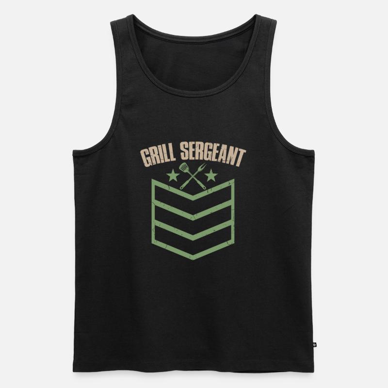 Barbecue Grill Sergeant Grillen Offizier - Männer Premium Bio Tank Top - Schwarz