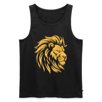 Golden Lion | Lion Head Gold - Men's Premium Organic Tank Top - black - Front - AI Model Male 178 light (178cm)