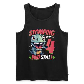 T-Rex Turning 4 Stomping into 4th Dino Style Bday - Men's Premium Organic Tank Top - black - Front - AI Model Male 178 light (178cm)