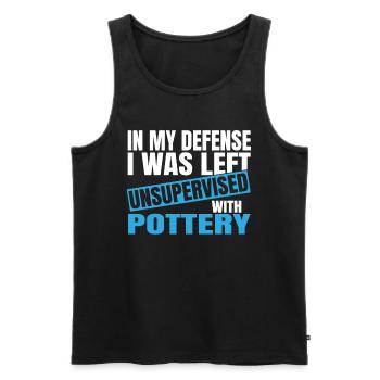 In My Defense I Was Left Unsupervised Pottery - Männer Premium Bio Tank Top - Schwarz - Vorne - AI Model Male 178 light (178cm)