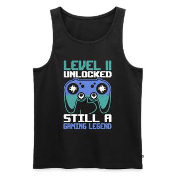Level 11 Unlocked Still a Gaming Legend Birthday - Men's Premium Organic Tank Top - black - Front - AI Model Male 178 light (178cm)