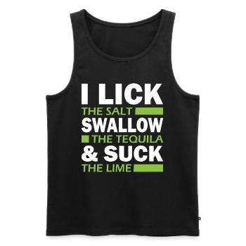 Je lèche le sel tequila citron vert - Débardeur bio Premium Homme - noir - Devant - Michal (187cm)
