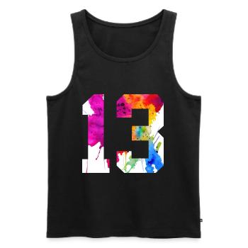 NUMMER 13 JAHRE ALT 13. GEBURTSTAG - Männer Premium Bio Tank Top - Schwarz - Vorne - Michal (187cm)