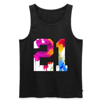 NUMBER 21 YEARS OLD 21ST BIRTHDAY - Men's Premium Organic Tank Top - black - Front - AI Model Male 178 light (178cm)
