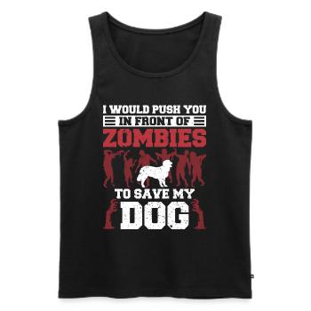 Shirking zombies to save my cat - Men's Premium Organic Tank Top - black - Front - Michal (187cm)