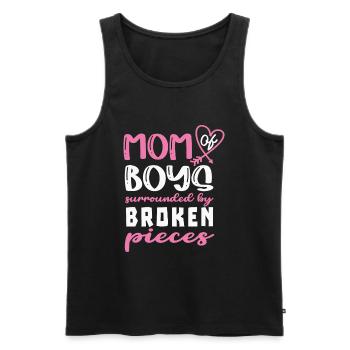 Mother of boys surrounded by broken glass mothers - Men's Premium Organic Tank Top - black - Front - AI Model Male 178 light (178cm)