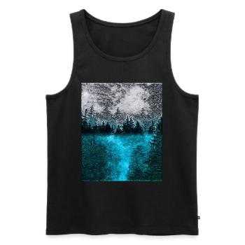 Tranquil Forest at Night - Men's Premium Organic Tank Top - black - Front - AI Model Male 178 light (178cm)