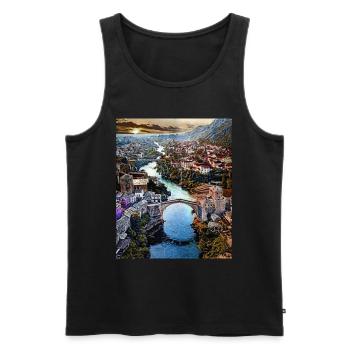 Mostar, Bosnie-Herzégovine, Europe - Débardeur bio Premium Homme - noir - Devant - AI Model Male 178 light (178cm)