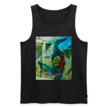 Peinture murale de crocodile, Mexico - Débardeur bio Premium Homme - noir - Devant - AI Model Male 178 light (178cm)
