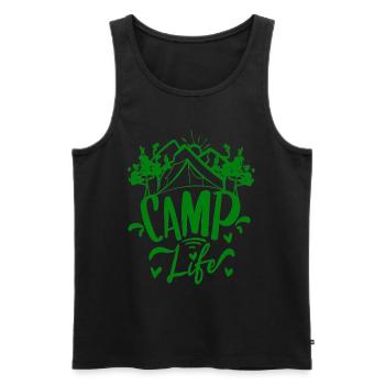 Camp Life - Men's Premium Organic Tank Top - black - Front - AI Model Male 178 light (178cm)
