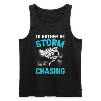 Je préférerais être Storm Chasing Tornado Hurricane - Débardeur bio Premium Homme - noir - Devant - Michal (187cm)
