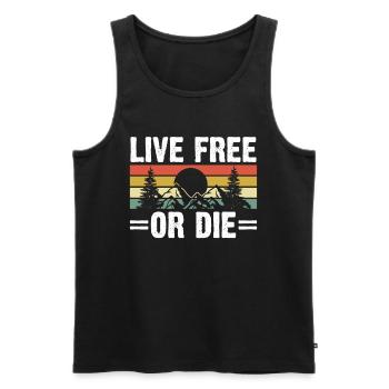Live Free or Die Retro Nature Vintage New - Men's Premium Organic Tank Top - black - Front - AI Model Male 178 light (178cm)