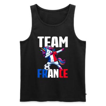 Cadeau Supporter football foot France - Débardeur bio Premium Homme - noir - Devant - Michal (187cm)