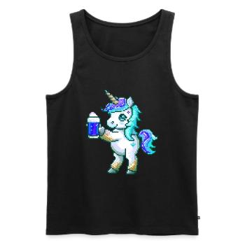 Einhorn Bier Party Lustig - Männer Premium Bio Tank Top - Schwarz - Vorne - Michal (187cm)