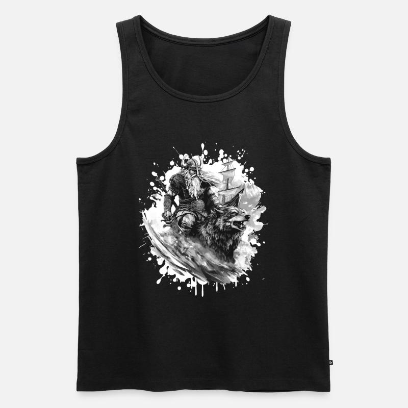 Wikinger Wolf Krieger Valhalla - Männer Premium Bio Tank Top - Schwarz