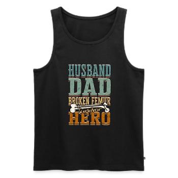 Beinbruch Gebrochener Oberschenkel Vater - Männer Premium Bio Tank Top - Schwarz - Vorne - AI Model Male 178 light (178cm)