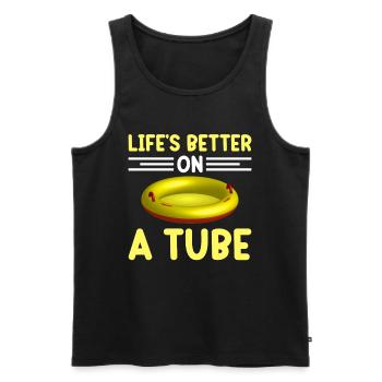 Summer Float Trip River Tubing Party Beach Outfit - Men's Premium Organic Tank Top - black - Front - Michal (187cm)