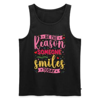 Why someone smiles inspiringly today - Men's Premium Organic Tank Top - black - Front - Michal (187cm)