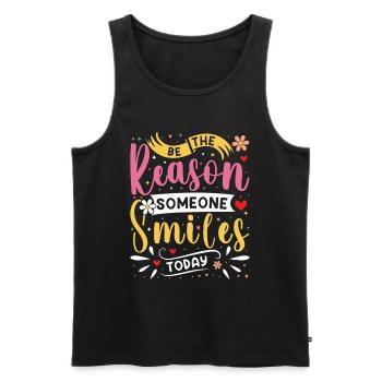 Why someone smiles inspiringly today - Men's Premium Organic Tank Top - black - Front - Michal (187cm)