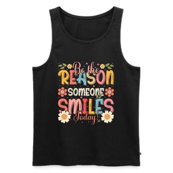 Why someone smiles inspiringly today - Men's Premium Organic Tank Top - black - Front - Michal (187cm)