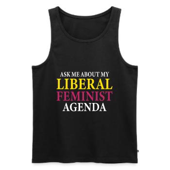 According to my liberal feminist agenda - Men's Premium Organic Tank Top - black - Front - AI Model Male 178 light (178cm)