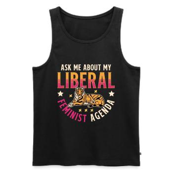 According to my liberal feminist agenda - Men's Premium Organic Tank Top - black - Front - AI Model Male 178 light (178cm)