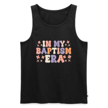 Temps pour mon baptême Première Communion - Débardeur bio Premium Homme - noir - Devant - Michal (187cm)