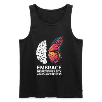 Embrace Neurodiversity ADHD Awareness Orange - Men's Premium Organic Tank Top - black - Front - AI Model Male 178 light (178cm)