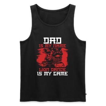 Danse du Lion Père Papa - Débardeur bio Premium Homme - noir - Devant - Michal (187cm)