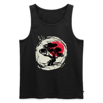 Bonsai Art Japanese Sunset - Men's Premium Organic Tank Top - black - Front - AI Model Male 178 light (178cm)