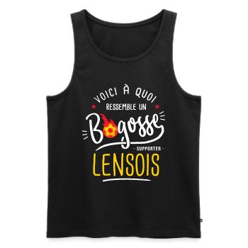 football lens bogosse foot supporter lensois - Débardeur bio Premium Homme - noir - Devant - AI Model Male 178 light (178cm)