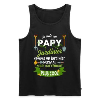 Papy jardinier, humour cadeau grand père - Débardeur bio Premium Homme - noir - Devant - Michal (187cm)