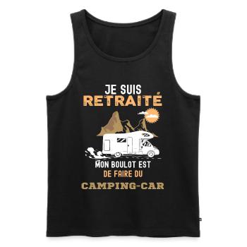 Camping-car retraité humour camping - Débardeur bio Premium Homme - noir - Devant - Michal (187cm)